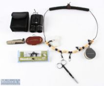 Fishing Equipment made up of: Bushnall 8x21 Binoculars in case; Snowbee clip-on Magnifier 2.5x;