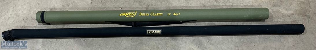 2x Empty Canvas Covered Rod Tubes, an airflow delta classic 11' #6/7 - #127cm x 7cm long, plus a G