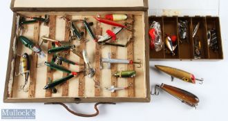Fishing Tackle Collection of Lures, Spoons, Minnows, with noted lures of Hardy Wriggler with full