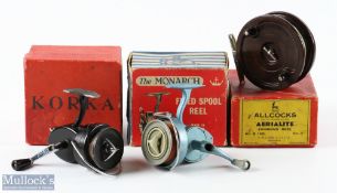 The 'Korka' Spinning Reel in Original Box with black finish and paperwork, plus The Monarch spinning