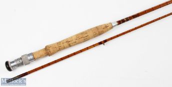 Foster Bros Ashbourne split cane fly rod 8' 2pc, alloy uplocking reel seat, lined butt/tip ring,