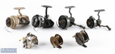 A collection of reels for spares or repair: 2x Hardy Hardex reels; Ambidex casting reel; Intrepid