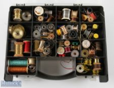 Double sided 14-compartment case with 31x spools of mixed thread one side, and over 60x spools of