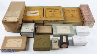 A Quantity of Empty Fishing Accessories - Boxes and a Reel Box, to include Dolphin Cuttyhunk Line,