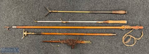 Hardy Bros, Boat Hook Wading Staff, with bamboo staff, Hardy Salmon Tailer, a fine unnamed folding