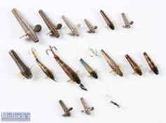 15x Assorted Devon Minnow Lures inc 7x spring Devons, one stamped J S Sharp in sizes 2 5/8