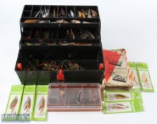 Efgeeco Cantilever Tackle Box, Artificial Baits, full of lures, spoons, Devons, plugs, by Abu,