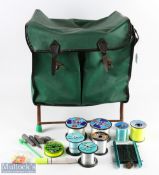 Efgeeco Major still framed plastic covered creel with spring seat, containing Penn Super Surf line