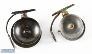 Malloch's Patent Sidecaster Reel in alloy with brass twisting foot and line guide, rear dia. 3 3/8