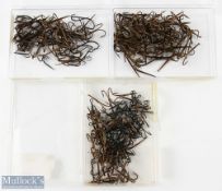 Large collection of over 150 salmon fly hooks sizes from 4 to 5/0, singles and doubles, some blind
