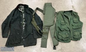 Waschbar waxed cotton jacket size L UK 42 with stud on hood, used; Protex catch carp padded rod