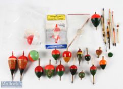 A pack of course and pike floats to include: Fishing Gazette and 6x Quill's Golden Floats, bobber