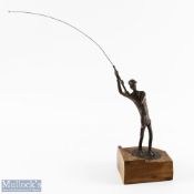 Bronze Spey Salmon Fishing on the Chalks, a limited edition No.4 of 10 by the artist Charles