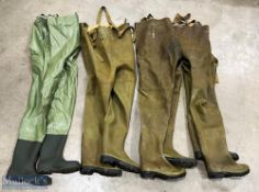 Le Chameau Mer Rubber Reinforced Waders, 3 pairs size 40, 42, 37 sized boots with studs, all in need
