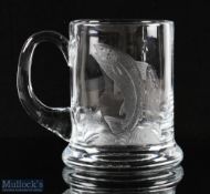 David Whyman Crystal Engraving Artist Leaping Fish Tankard, an impressively engraved mug marked D