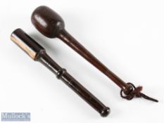 2x Victorian Salmon Size Wooden Priests - one having a large, weighted head with the other with