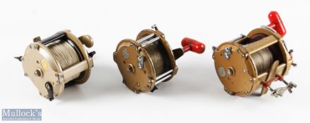 3x Grice & Young Ltd Tatler Multiplier Reels two with red handles both 4.25