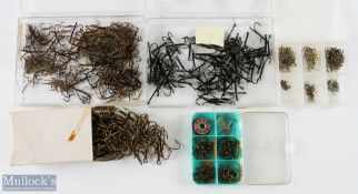 5x boxes of hooks for trout and salmon from small singles 14-10, doubles 10-2, trebles 100 and