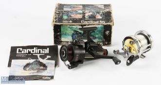 Abu Cardinal 55 fixed spool spinning reel, press button spool release with rear tensioner, very