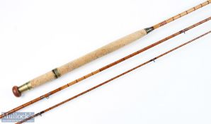 Hardy Alnwick split cane salmon fly rod with steel centre, 12' 3pc, 15