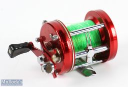 ABU Ambassadeur 6500 Multiplier Reel in red, counterbalance handle, runs smooth, overall good