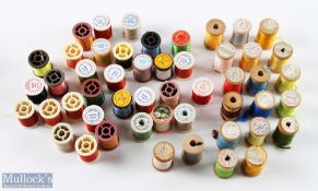 Veniard Firebrand Fly-Tying Wooden Reels, of silks, cotton, plus a selection of plastics reels by