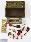Selection of 'Royd' Spinner Lures (6) most stamped to bodies, one with Allcocks box and another
