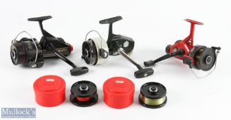 3x ABU Cardinal Fixed Spool Reels - Cardinal 57, Cardinal 77 and Cardinal 555, with 2x ABU