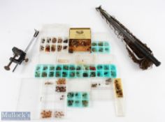 Collection of Wet Flies, all with plastic fly boxes, with a Veniard fly tying vice and folding