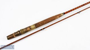 Rare Hardy Alnwick split cane fly rod No 55844 (1901) 10 ft 2pc 13.5 inch handle with brass