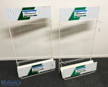 2x Shakespeare shop advertising retail traditional metal rod rack for 10 rods, measuring 21