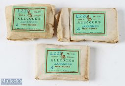 3x Packs of Allcocks japanned Hooks size 4, 100 per pack, new old stock