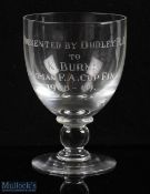 1968-69 FA Cup Football Presentation Brierley Glass to K Burns a Linesman in the final, presented by