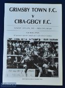 1990/91 Grimsby Town v CIBA-GEIGY FC charity match programme 12 May 1991, 4 page card with insert