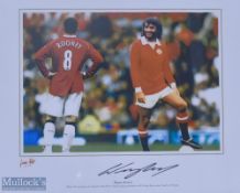 Wayne Rooney Signed Manchester United Print depicting a Rooney and best Montage, framed measures