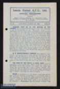 War time Leeds Utd v Grimsby Town war league match programme, 4 pager 9 March 1946; neat punch
