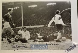 Jimmy Greaves and Martin Chivers Tottenham Hotspurs and Norman Hunter Leeds black and white