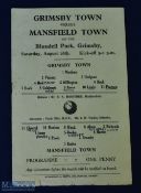 War time 1944/1945 Grimsby Town v Mansfield Town football league north 26 August 1944, single sheet,