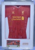 2013/14 Multi-Signed Liverpool FC Home replica Football Shirt in red, finely presented and