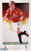 Paul Scholes Signed Manchester United Limited Edition colour print signed by Scholes and the