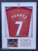 Luis Suarez Signed Liverpool FC Home replica Football Shirt in red, signed to the reverse 'To