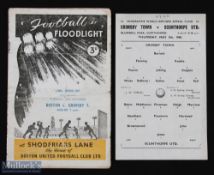 1959/60 Grimsby Town v Scunthorpe Utd World refugee appeal fund match programme, single sheet, 5 May