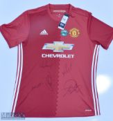 2016/17 Multi-Signed Manchester United Home Football Shirt in red, Chevrolet/Adidas sponsor, with 5x