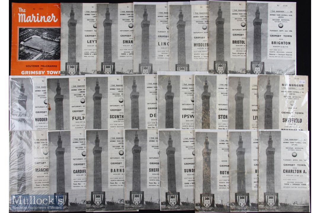 1958/59 Grimsby Town Div. 2 home programme collection complete league season plus Manchester City (