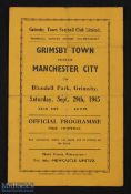 1945/46 Grimsby Town v Manchester City Football League North match programme, 29 September 1945 at