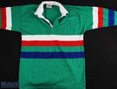 Green with Multi-Coloured Band Rugby Jersey: Connolly's make, large example, could be Club,
