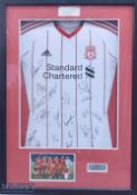 2010/11 Multi-Signed Liverpool FC Away replica Football Shirt in white, finely presented and