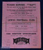 Pre-war 1934/1935 Lewes v Harwich & Parkeston match programme 16 February 1935 AFA Senior Cup 4th