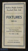 1943/44 War time Halifax rugby league fixture list: small pocket sized 4-page card by Fawcett,