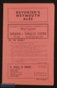 1945/46 Swindon Town v Torquay United, S.S. cup match programme 22 April 1946; 4 pager, good